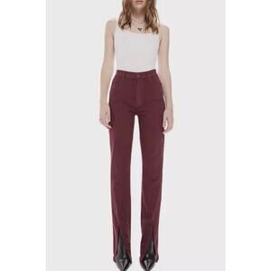 NWOT Mother The Rascal Sliced Up Heel Jeans In Burgundy Women’s Size 24